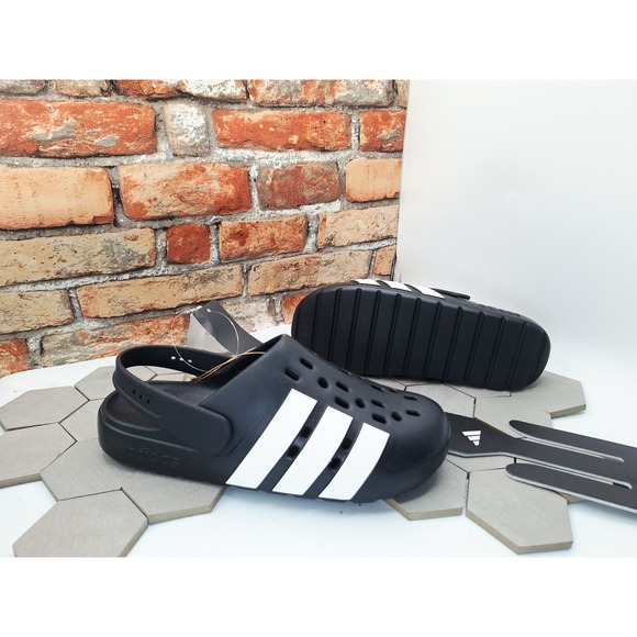 adidas Shoes - Adidas Adilette Clog 2.0 Black White Men Sz 10 / Womens 11 Cloudfoam Mule JQ8058